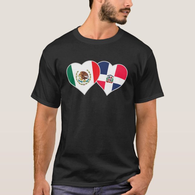 Half Dominican Half Mexican Flag Heart Dominican M T-Shirt (Front)