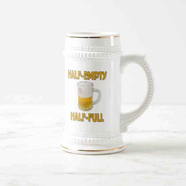 Half-empty or half-full beer stein (Right)