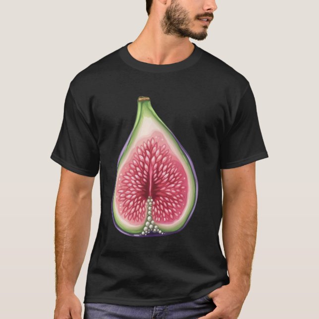 Half Fig With Glossy Rainbow Interior T-Shirt (Front)