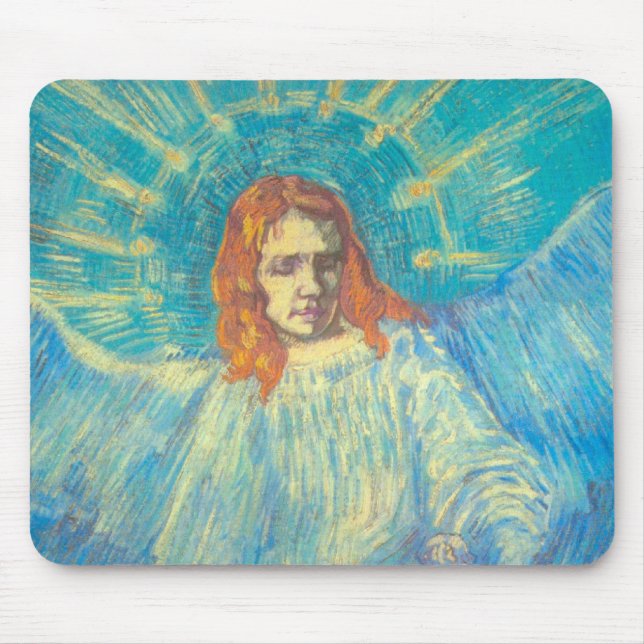Half Figure of an Angel by Vincent van Gogh Mouse Pad (Front)