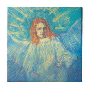 Half Figure of an Angel by Vincent van Gogh Tile