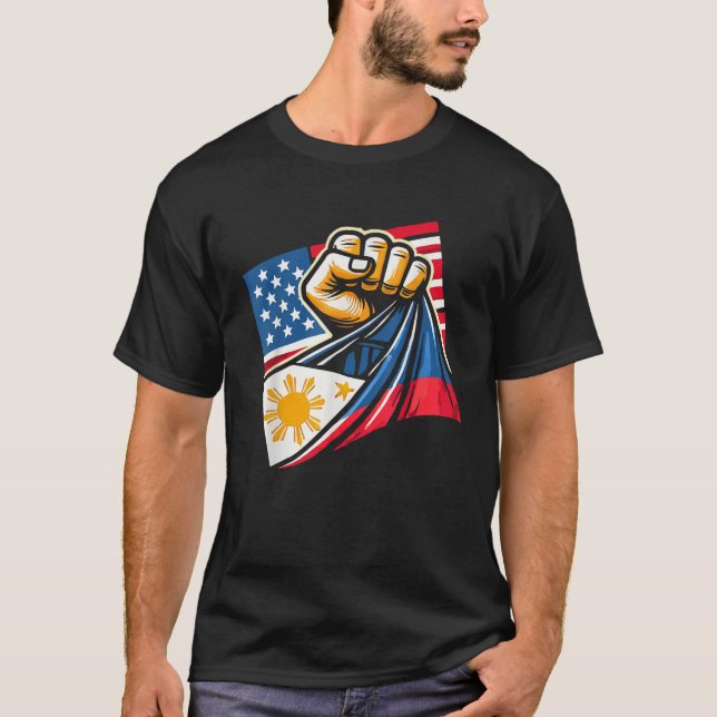 Half Filipino Half American USA Flag Philippines A T-Shirt (Front)