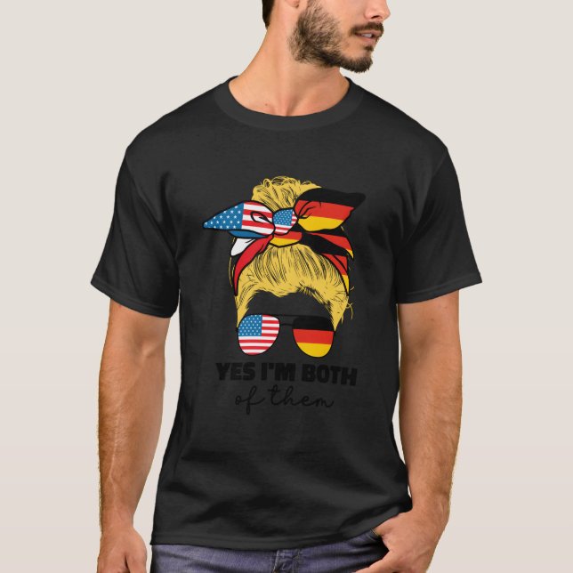 Half German And American Germany Usa Flag Dutch Gi T-Shirt (Front)