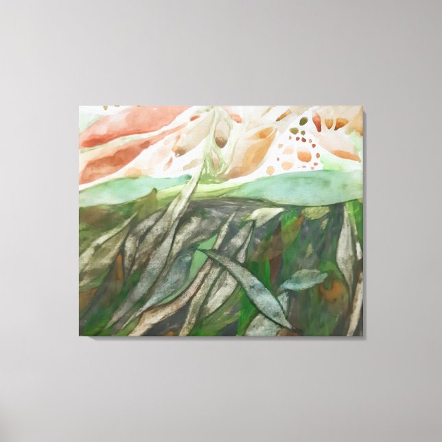 Half greenery and half coloured foliage botanical canvas print (Front)