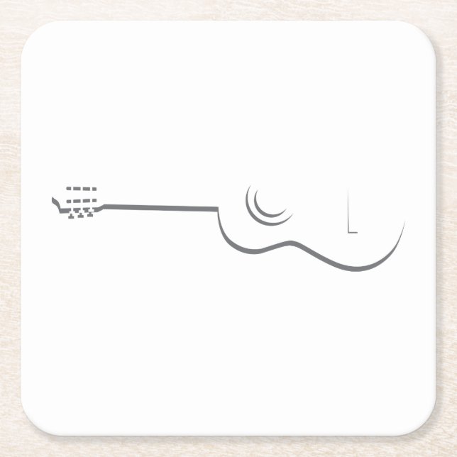 Half Guitar Outline Square Paper Coaster (Front)