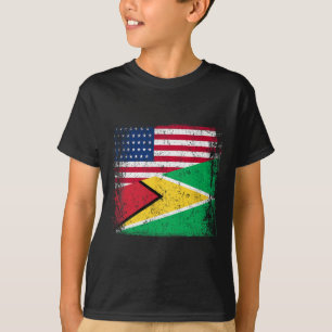 Half Guyanese Flag Vintage Guyana Usa T-Shirt