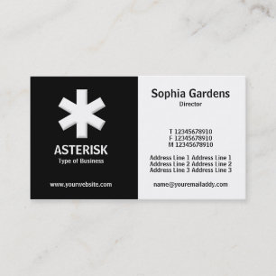 Half & Half (asterisk)- Black and White Business Card