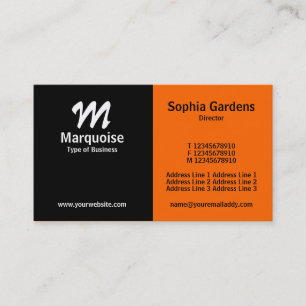 Half & Half - Black and Orange (FF6600) Business Card