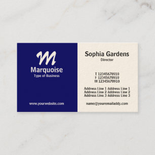 Half & Half - Deep Navy Blue (Cream Card) Business Card