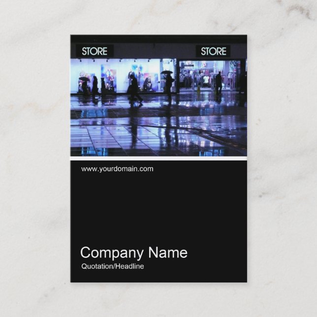 Half&Half Photo 0155 - Shopping in the Rain Business Card (Front)