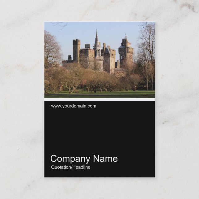 Half&Half Photo 0295 - Cardiff Castle in Early Spr Business Card (Front)
