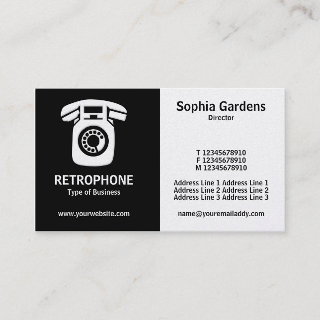 Half & Half (Wallphone) - Black and White (Gold) Business Card (Front)