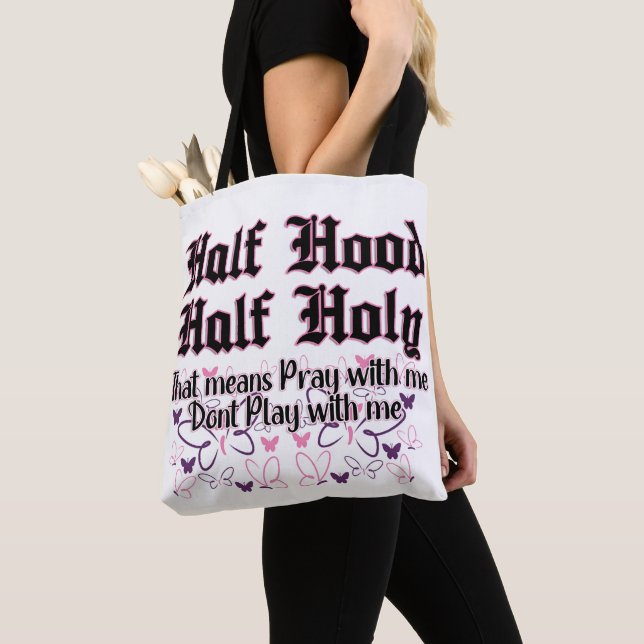 Half Hood Half Holy Holy Shopping tote bag (Close Up)