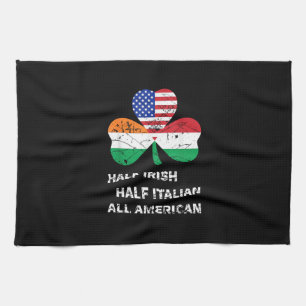 Half Irish Half Italian All American Flag Shamrock Kitchen Towel