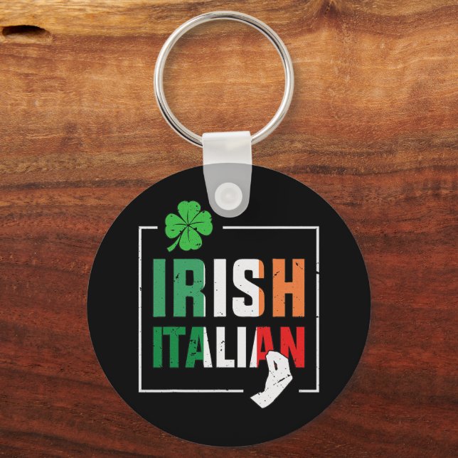 Half Irish Half Italian Irish Italian Flag Keychain (Front)
