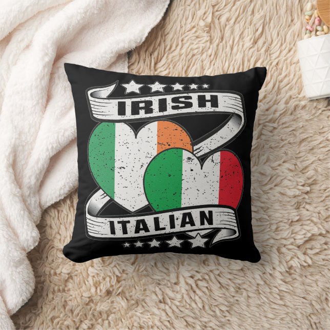Half Irish Half Italian Irish Italian Flag Throw Pillow (Blanket)