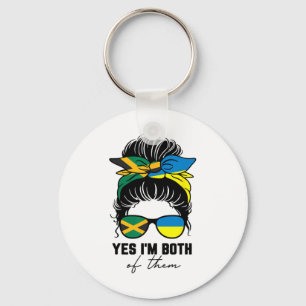 Half Jamaican Half Ukrainian Girl Jamaica Ukraine Keychain