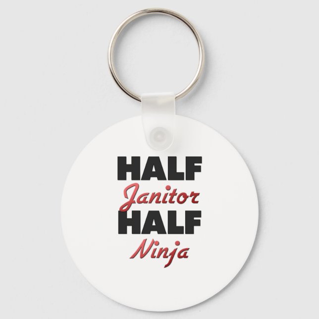 Half Janitor Half Ninja Keychain (Front)