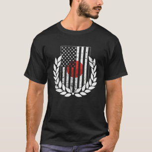 Half Japanese Flag Vintage Japan USA T-Shirt