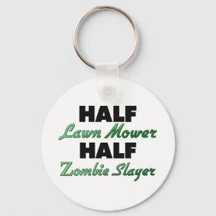 Half Lawn Mower Half Zombie Slayer Keychain