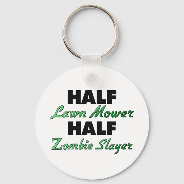 Half Lawn Mower Half Zombie Slayer Keychain (Front)