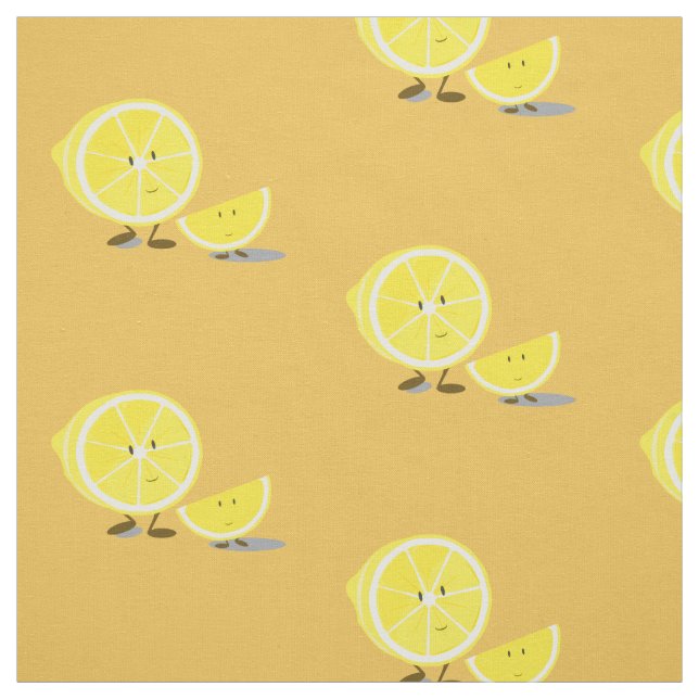 Half lemon and smiling lemon slice fabric (Swatch)