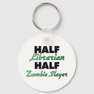 Half Librarian Half Zombie Slayer Keychain