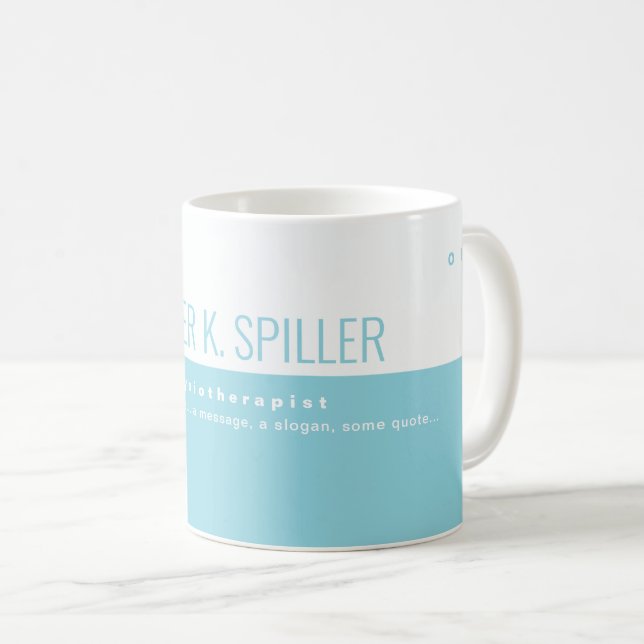 Half-light-blue half-white custom profession coffee mug (Front Right)