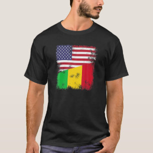 Half Malian Flag   Vintage Mali USA Gift T-Shirt