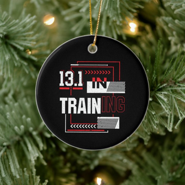 Half Marathon 13.1 in Training Abstract Runner Ceramic Ornament (Tree)