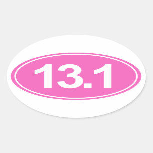 Half Marathon 13.1 Miles Oval Sticker (Pink)