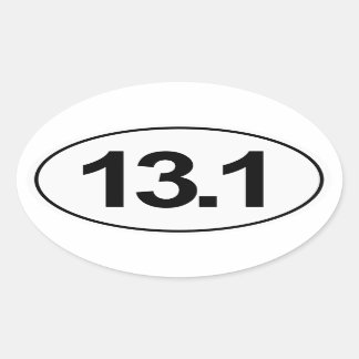 Half Marathon 13.1 Miles Oval Sticker (White)