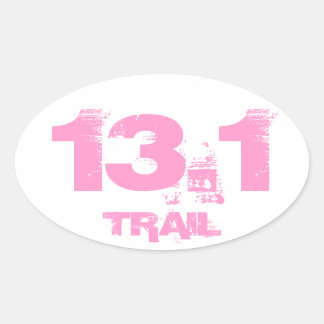 Half Marathon 13.1 Trail Oval Decal Pink On White Sticker