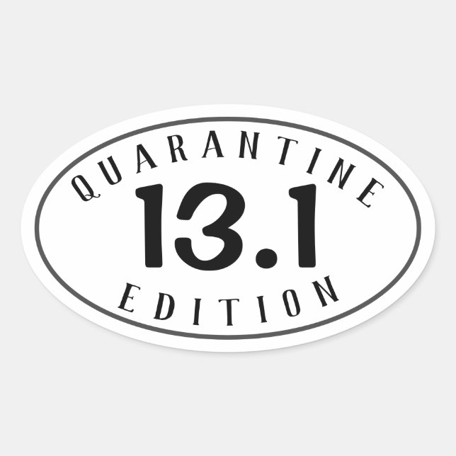 Half Marathon Quarantine Edition Oval Sticker (Front)