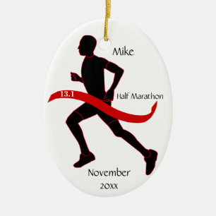 Half Marathon Runner Ornament - Man red