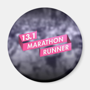 Half Marathon Runner Pink Ribbon Cancer Awareness Magnet