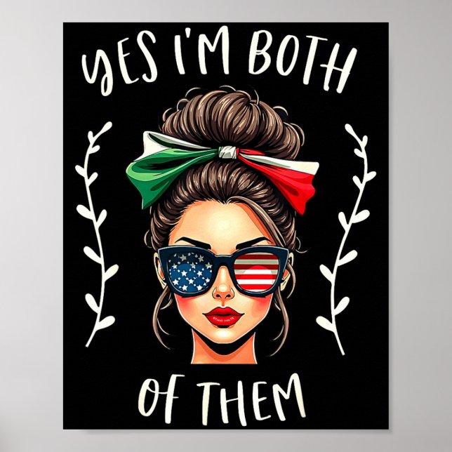 Half mexican american both of mexico usa flag poster (Front)