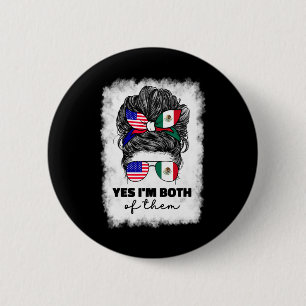 Half Mexican And American Mexico America Usa Flag 2 Inch Round Button