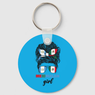 Half Mexican And Guatemalan Mexico Guatemala Flag Keychain