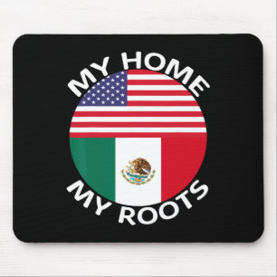 Half Mexican Half American Flag Usa Mexico Roots H Mouse Pad
