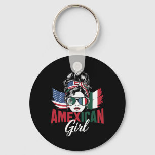 Half Mexican Half American Usa Flag Mexico America Keychain