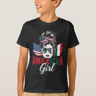 Half Mexican Half American Usa Flag Mexico America T-Shirt