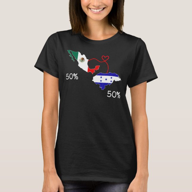 Half Mexican Half Honduran Flag Map Mexico Catrach T-Shirt (Front)