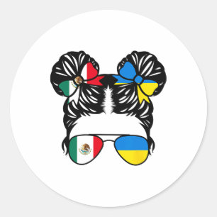 Half Mexican Half Ukrainian Girl Mexico Kids Herit Classic Round Sticker