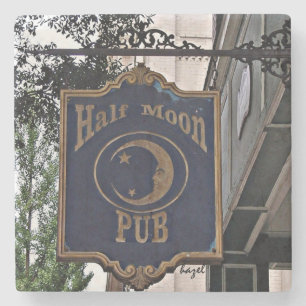 Half Moon, Athens Georgia Marble Stone Coaster. Stone Coaster
