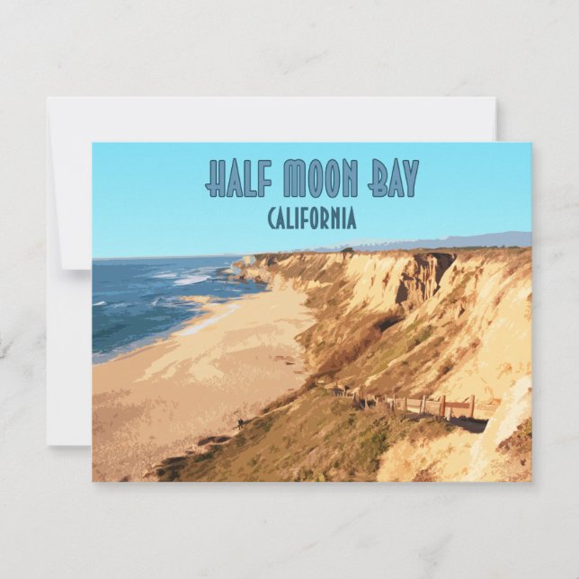 Half Moon Bay California Vintage Flat Card (Front)
