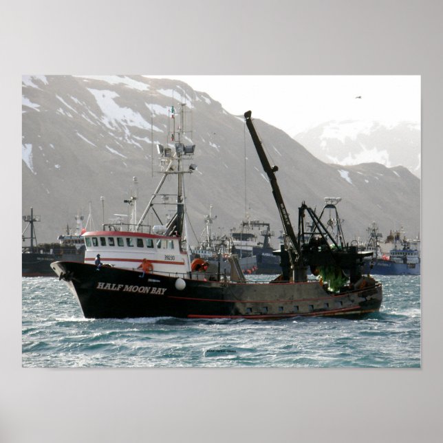 Half Moon Bay, Fishing Trawler in Dutch Harbour Poster (Front)