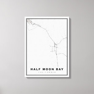 Half Moon Bay Map Canvas Print