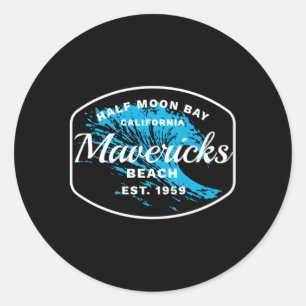 Half Moon Bay Mavericks Beach Surfing Travel Classic Round Sticker