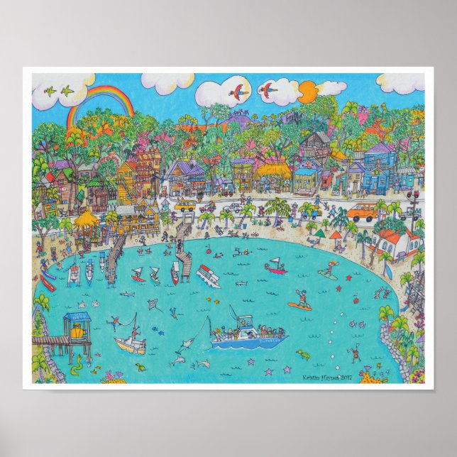 Half Moon Bay, Print  Roatan, Honduras (Front)